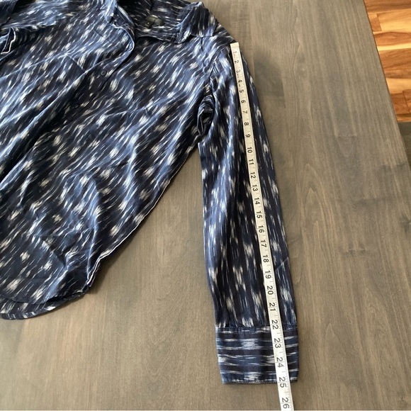 J. Crew Blue Patterned Stripe Long Sleeve Collared Button Tunic 8 - Picture 12 of 12